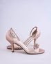 Nayomi Blush Bridal Sandals with Rose Gold & Silver Crystal Applique - Ellie Wren