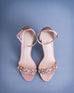 Nayomi Blush Bridal Sandals with Rose Gold & Silver Crystal Applique - Ellie Wren